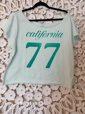 American Eagle Outfitters Mint Green 'California 77' Off The Shoulder Top Size L